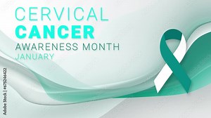 Cervical Cancer awareness month. wave animation. ribbon and text motion. Stock Video