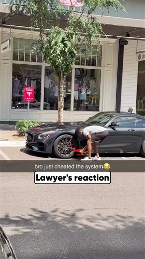 Man puts Fake Boot on his Car at Tesla Station!! 🚗⚠️ #shorts