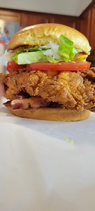 4.5K views · 159 reactions | Dat Chicken Fried Sandwich with bacon lettuce and Tomato! Do want one? #GreedyGang #chickenfriedsandwich | Mr. Fried Chicken | Facebook