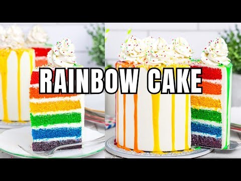 🌈 Rainbow Cake Recipe 🎂 Easy Colorful Layer Cake