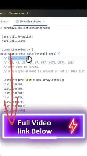 Linear Search In Java #javaprogramming #coding #lovecodingshortvideo