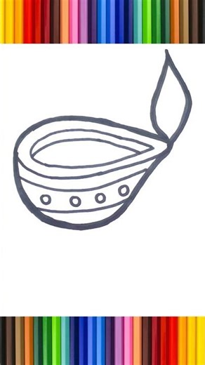 Easy Diya Coloring for Diwali 🪔 | Simple Oil Lamp Coloring #Shorts