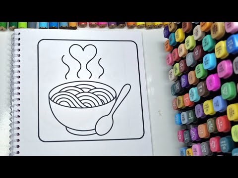 Cute Happy Noodles Coloring 🍜 ASMR Cozy Satisfying Relaxing Art