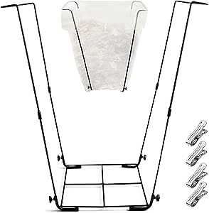 Garden Trash Bag Holder - Outdoor Leaf Bag Holder Support Stand Multi-Use Metal Garbage Bag Frame Holds 30-45 Gallons Bag for Yard Work Camping Leaves Gardening Parties Weeding