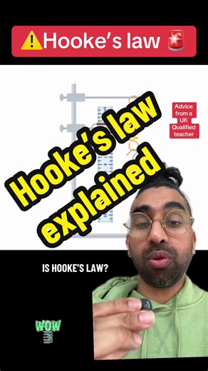 Stretch it… but don’t break it 👀📏 Hooke’s Law in 20 seconds: the more you stretch a spring, the more it pulls back — and it does so in a perfectly proportional way (as long as you don’t go too far). That relationship is written as F = kx. 🔹 F = force applied 🔹 e = extension (how much it stretches) 🔹 k = spring constant (how stiff the spring is) Double the force? Double the stretch. Triple the force? Triple the stretch. Physics loves a straight-line relationship 📈 But here’s the twist: this