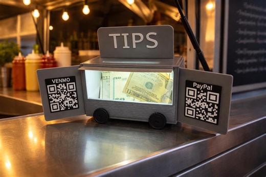 Food Truck Tip Box With QR Code | USB LED Tip Jar | Cash + Custom Digital Tipping | Venmo Cash App Paypal - Etsy