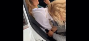 Girl Gets Stuck In Her Seat Belt