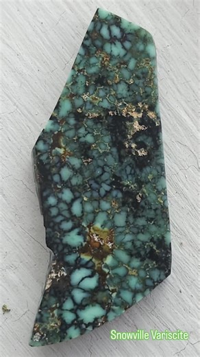 Polished slab of variscite from the historic Snowville mine. Natural material, ill probably build a gold frame for this one day. Still building up to my goal. Not for sale. Spring 2026 jewelry collection coming soon. | Michael Turano