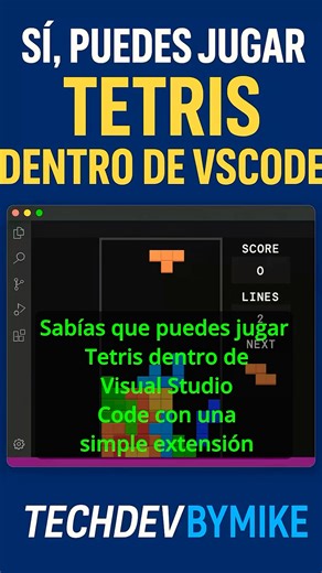 🧩 “Sí, puedes jugar TETRIS dentro de VSCode 😱” #vscode #tips #tetris #programming #devlife
