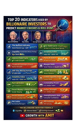 "20 Powerful 💥 Indicators Billionaire Investors Use to Predict Stock Market Crashes & Bull Runs"!