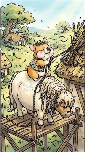 Cozy Farm Corgi: Watercolor ASMR Coloring