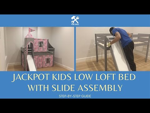 JackPot Kids Princess Low Loft Bed with Slide Assembly (aka Aisling Twin Loft Bed with Ladder Slide)