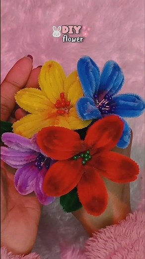DIY flower from pipe cleaner 🌷🩷 | pinterest aesthetic diy flower | diy handmade flower bouquet
