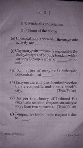 👉 Chemistry PYQ Paper (Biochemistry) | Important Questions for Exam Preparation #bscchemistry