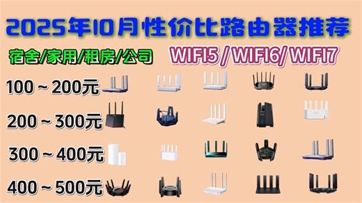 【路由器闭眼入】2025年更新10月热门路由器推荐 | 超详细WiFi6、WiFI7 |100-5000全价位家用/宿舍/租房/游戏路由器推荐| 全屋大覆盖穿墙