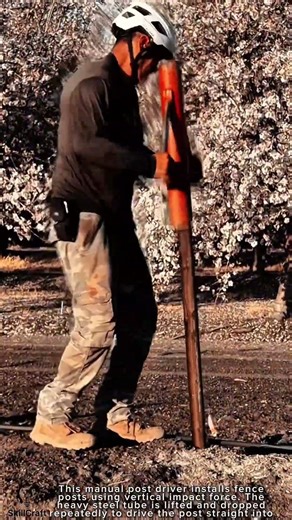 Fence Post Installation Work Tool Using Manual Post Driver #worktool