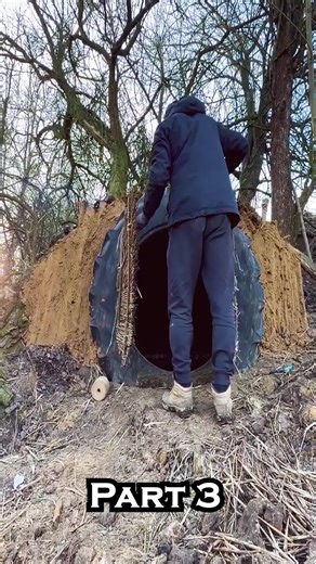 Building a Hidden Bushcraft Shelter Inside a Tractor Tire _ Extreme Survival - part 3 bushcraft survival camping bushcraft shelter shelter camp bushcraft skills bushcraft survival bushcraft camp survival skills solo camping outdoors survival shelter winter camping hiking cooking rain off grid living bushcraft camping asmr off grid forest cooking fishing log cabin building solo survival underground house living off grid forest fireplace survival videos wood 7 days solo survival camping heavy rain