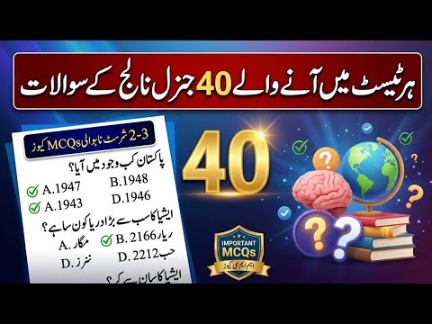 40 Important General Knowledge MCQs About Pakistan | FPSC, PPSC, NTS Preparation
