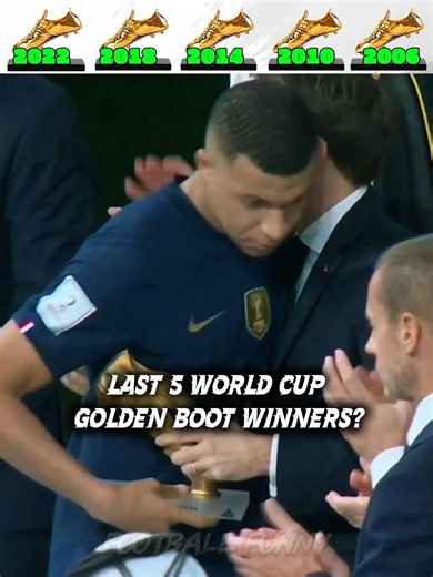 Last 5 World Cup Golden Boot Winners #football #worldcup #soccer #mbappe #harrykane #klose #muller