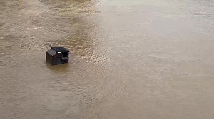 Well, that's not where that belongs 🤨 A dumpster was seen floating down the Ohio River Sunday afternoon. | FOX19