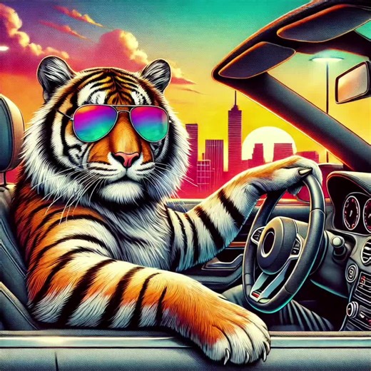 Driving tiger🤣 Which animal next? #drole #animal #pov