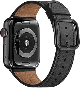 MNBVCXZ Leather Bands Compatible with Apple Watch Band Women, Womens Genuine Replacement Strap for iWatch Series 11 10 9 8 7 6 5 4 3 2 1 SE 3 SE 2 SE (42mm 41mm 40mm 38mm, Black/Black)