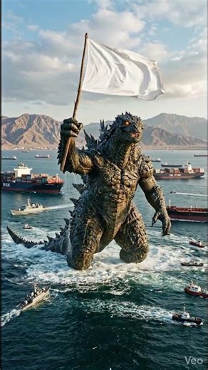 Godzilla Holding White Flag in Ocean: The Peace Protocol