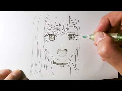 How to draw Marin Kitagawa，easy step by step tutorial with guidelines