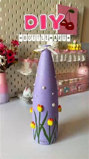 DIY Bottle Art with Pista Shell Tulips | Home Decor Idea #diy #shorts #viralshorts #handmade