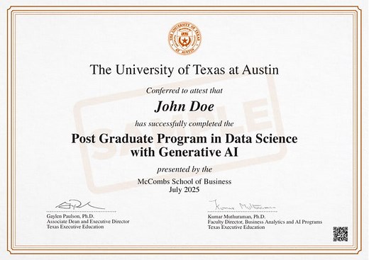 PG in Data Science & Generative AI Course Online in India