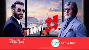 Catch #Runway34 on Zee Cinema tonight! 🍿 Don’t miss the World TV Premiere of Runway 34 tonight, 8th October at 8 PM on #ZeeCinema. Amitabh Bachchan Rakul Preet Boman Irani Angira Dhar Aakanksha singh CarryMinati Kumarmangat Pathak #VikrantSharma #MeenaIyer ADFFilms | Ajay Devgn
