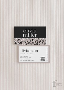 Leopard Business Card With QR Code Canva Template, Animal Print Business Branding, Cheetah Spots - Maeve - Etsy