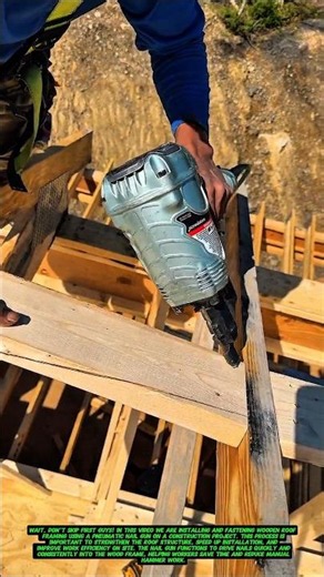 Fast Roof Framing Installation Using a Pneumatic Nail Gun | Modern Construction Technique.