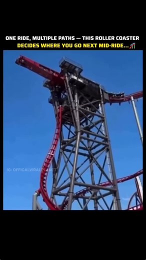 ViralPlanet on Instagram: "This roller coaster isn’t limited to just one path—it can actually change direction mid-ride. Using advanced track switches and precise timing, the coaster can send riders forward, backward, or onto an entirely different section of track without warning. The sudden change adds an extra layer of surprise and adrenaline, making every ride feel unpredictable and unique. It’s a perfect example of how modern engineering is transforming roller coasters from simple thrill rid
