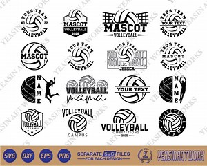 Volleyball Team Logo SVG Bundle: Custom Mascot Clipart - Etsy