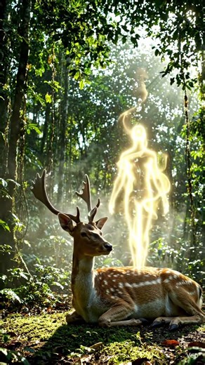 Deer breathing his last in jungle and his soul leaves body