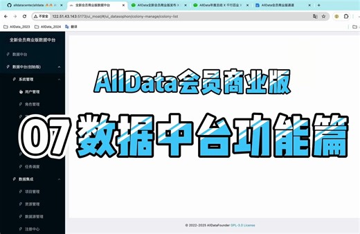 AllData会员商业版 07数据中台功能篇