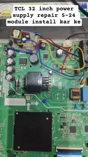 TCL 32 inch LED TV power supply repair 5-24 module install kar ke 💯%ok #shorts #shortsfeed #tcl