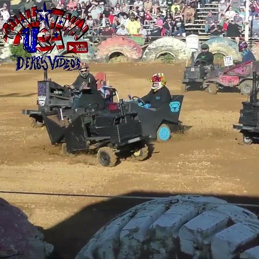 One of THE HARDEST Tractor Demolition Derby Hits You Will EVER SEE! Full Track Shot Roll Over! Whew!