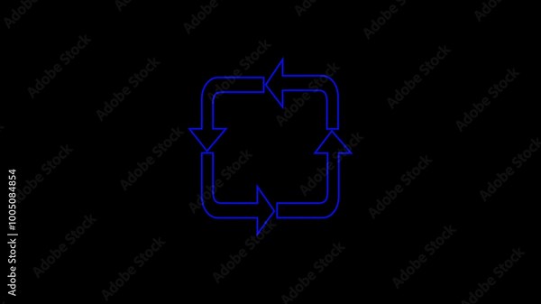 Recycling symbol with distorted and glitch effect seamless. Animated symbol of ecological recycling of garbage.