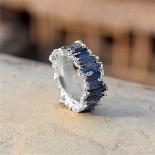 Raw Blue Kyanite Ring Silver | Handmade Crystal Band | Boho Gemstone Statement Ring | Rough Stone Jewelry | Gift for Her or Him | Band Ring - Etsy