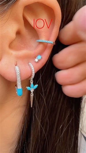 Embrace the beauty of turquoise with these stunning sterling silver earrings and matching earcuffs 💎✨ #TurquoiseTreasures #AccessorizeInStyle | IOV jewelry