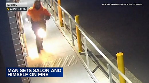 Arson suspect sets pants on fire while trying to torch business, video shows