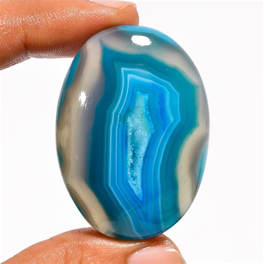 Sky Blue Botswana Agate Druzy Cabochon 125 Ct. 46X33X10 Mm AK-8822 - Etsy
