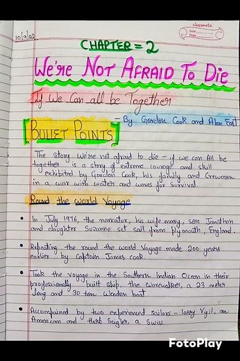 Class 11 English ch - We're not Afraid to Die..NOTES. Main Points of the Chapter. Summary.. Hornbill