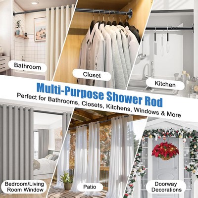 Dual-Spring Load Tension / Mounted Shower Curtain Rod 72" L 1.1" Dia. Steel Tube | eBay