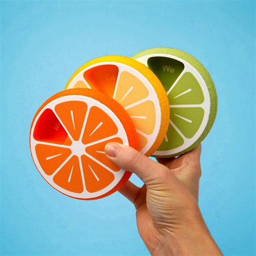 Citrus Pill Organizer | Orange, Lemon, Lime | Clicking Lid 7 Compartment Weekly Pill Box | Fun Cute Pill Case | Loopfruit - Etsy