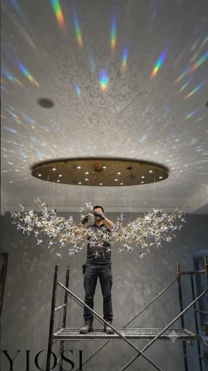 Installing a Massive Crystal Flower Chandelier — The Scale of This Will Stop You