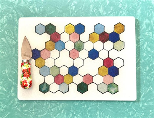 Hexagon Art Glass Cutting Board - Etsy