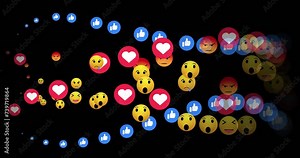 Social media live reactions of emojis and icons cool animation in 4K alpha channel. Easy to use. Social media cool live reactions live-stream, live chat, Live-style animated icon, and chat.